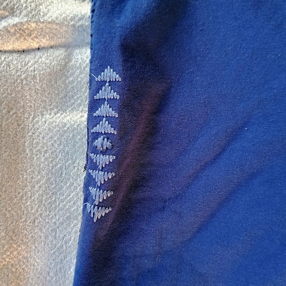 Johnny Was Blue Leggings with Pink Floral Embroidery Sz PXL - Picture 4 of 9